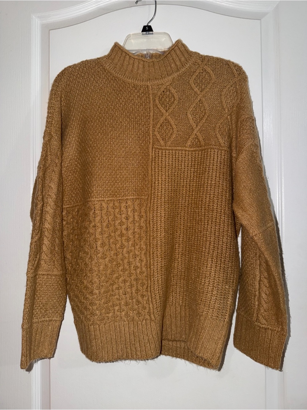 American Eagle Outfitters Chunky Knit Mock Neck Sweater - Camel